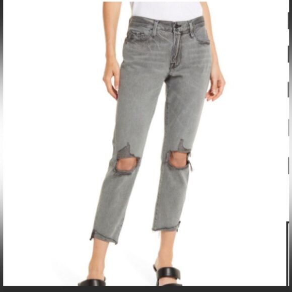 NWT Frame Le Garçon Distressed Straight Leg Crop Jeans - Picture 1 of 14